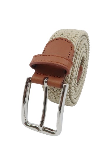 elastic braided belt with full grain leather tips
