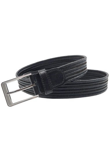 Leather braided belt elastic with full grain leather tips