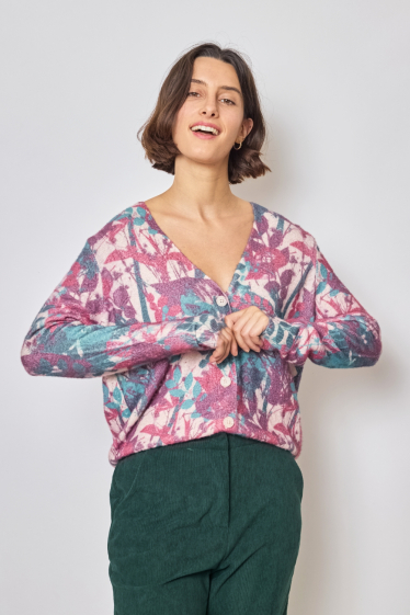 Wholesaler JCL Paris - Floral knit cardigan