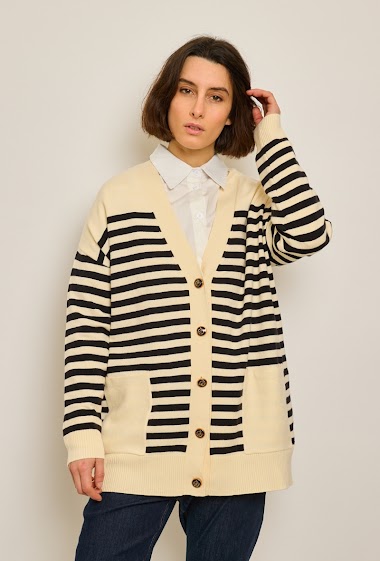Wholesaler JCL Paris - Long striped knitted cardigan