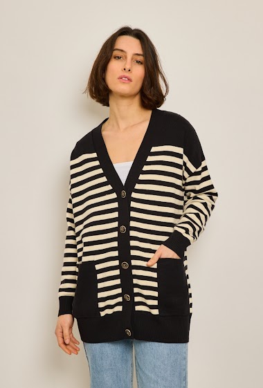 Wholesalers JCL Paris - Long striped knitted cardigan