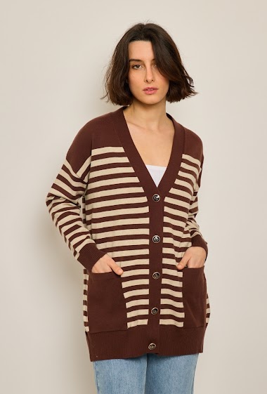 Wholesaler JCL Paris - Long striped knitted cardigan