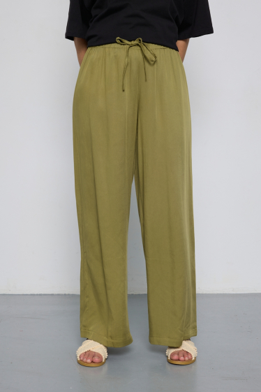 Grossiste JCL Paris - Pantalon large à poches ceinture élastique ajustable