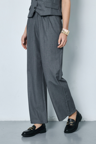 Grossiste JCL Paris - Pantalon large en tissu gris