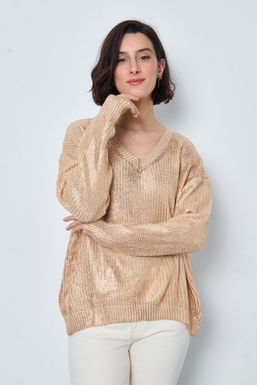 Wholesaler JCL Paris - Oversized sweater in pinkish metallic knit