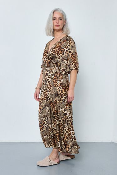 Mayorista JCL Paris - Vestido envolvente con estampado de leopardo