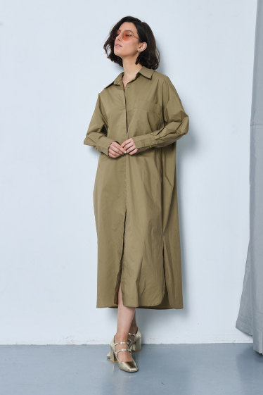 Wholesaler JCL Paris - Long shirt-dress in khaki