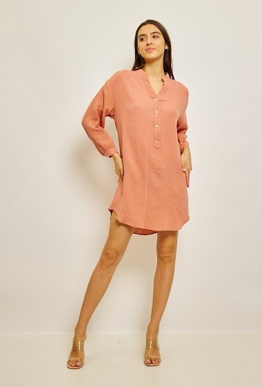 Wholesalers JCL Paris - Short dress in cotton gauze