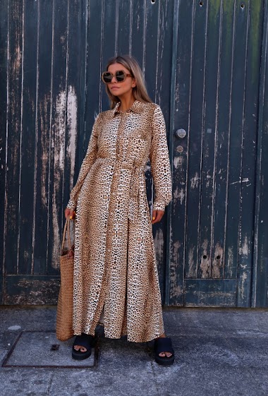 Wholesaler JCL Paris - Leopard print knitted maxi dress