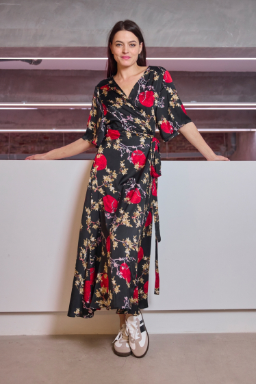 Großhändler JCL Paris - Kimonokleid mit Blumenmuster