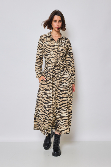 Großhändler JCL Paris - Langes Kleid mit Zebramuster