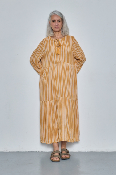 Wholesaler JCL Paris - Dress with tiers and stripes