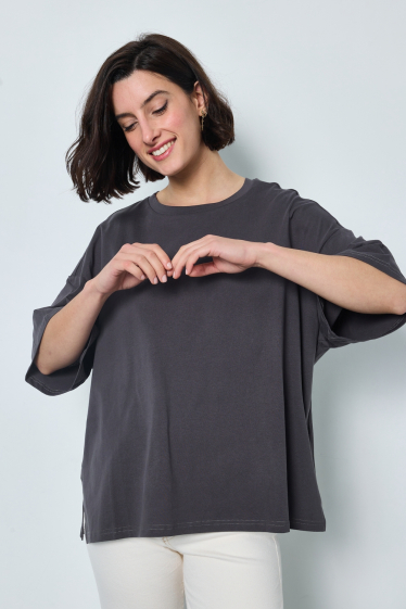 Grossiste JCL Paris - T-shirt oversize décontracté affiche une sérigraphie vintage au dos