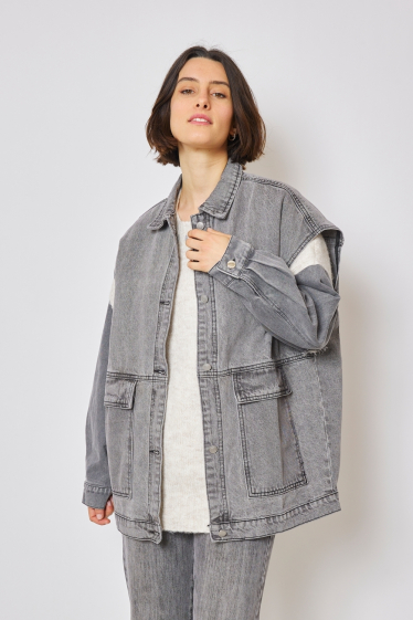 Wholesaler JCL Paris - Grey denim sleeveless jacket