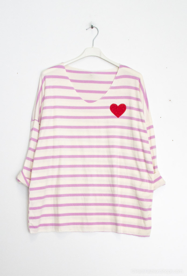 Wholesaler J&D Fashion - Striped blouse with heart