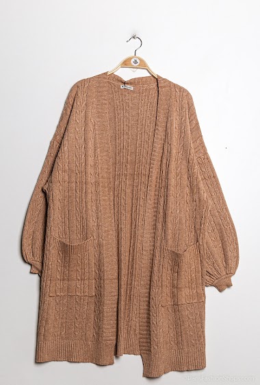 Großhändler J&D Fashion - Long cardigan with puff sleeves