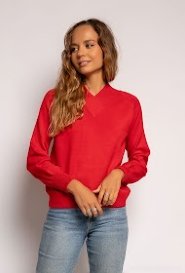 Wholesaler J&D Fashion - mper with V neck and puff sleeves