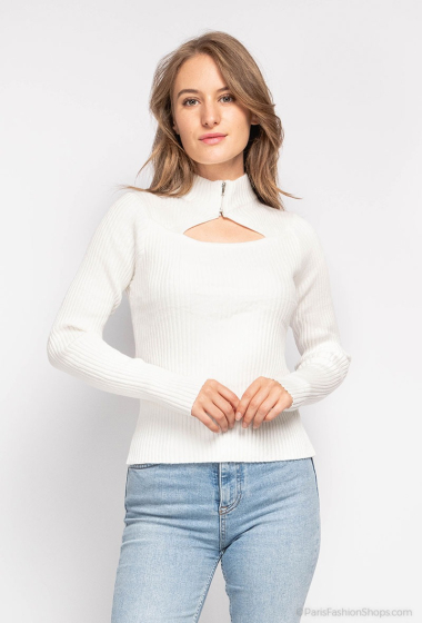 Großhändler J&D Fashion - Kurzer Pullover mit Reißverschluss