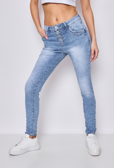 Großhändler Jewelly - Baggy-Jeans aus Jacquard-Stoff mit 4 Knöpfen