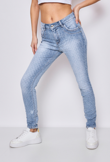 Großhändler Jewelly - Baggy-Jeans aus Jacquard-Stoff mit 4 Knöpfen