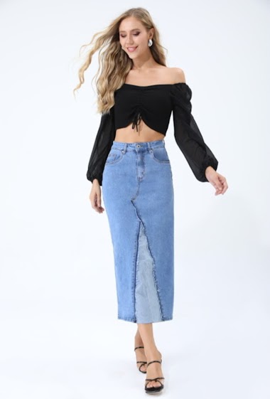 Grossiste Jewelly - Jupe longue en jean
