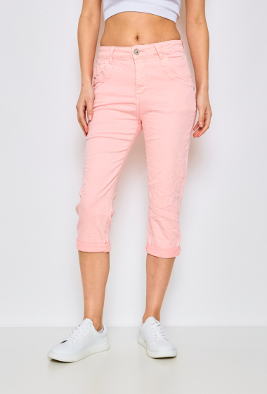 Wholesaler Jewelly - Baggy cropped cotton pants PINK