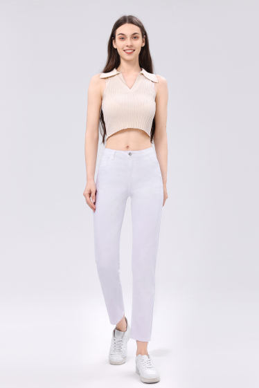 Grossiste Jewelly - pantalon en chino blanc 5 poche