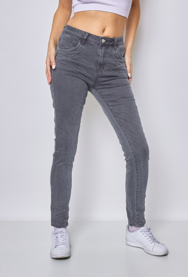 Wholesaler Jewelly - WOMEN'S GRAY BAGGY TROUSERS 1 HEART BUTTON