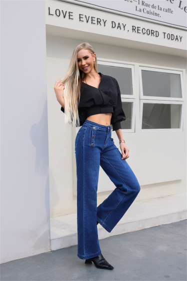 Wholesaler Jewelly - WIDE LEG JEANS WITH 6 BUTTON