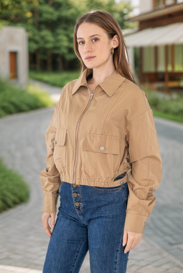 Grossiste J&H Fashion - Blouson / Veste en coton à zip et deux poches plaquée
