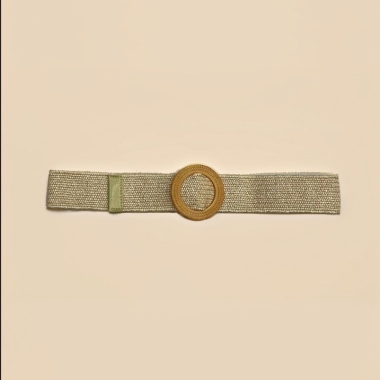 Mayorista J&H Fashion - Cinturón ancho de paja elástico con hebilla redonda boho - largo 97 cm