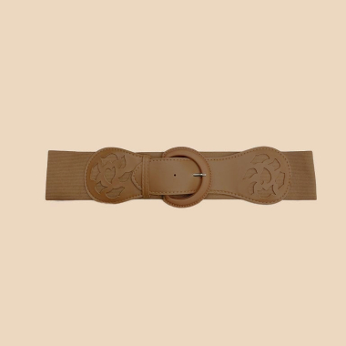 Mayorista J&H Fashion - Cinturón ancho de paja elástico con hebilla redonda boho - largo 97 cm