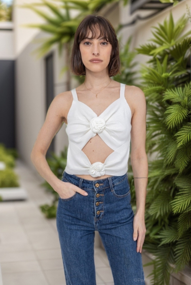 Grossiste J&H Fashion - Débardeur en maille avec fleur en relief 3D