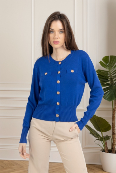 Wholesaler J&H Fashion - Feminine knit cardigan vest with gold button