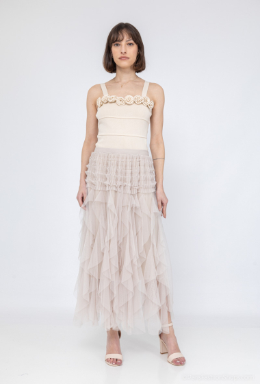 Wholesaler J&H Fashion - Ruffled tulle skirt with elastic waist