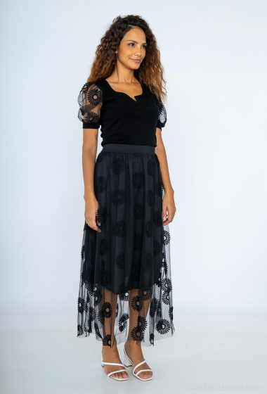 Wholesaler J&H Fashion - High-waisted flared tulle skirt