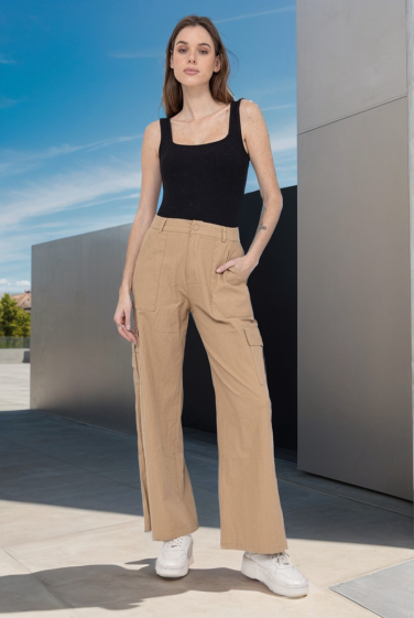 Grossiste J&H Fashion - Pantalon jean droit cargo en coton