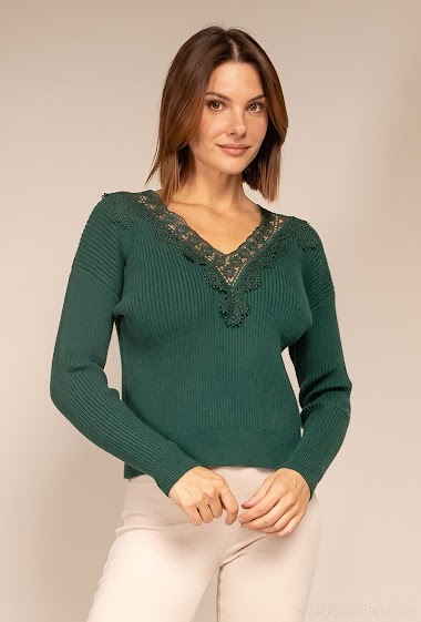 Wholesaler J&H Fashion - Sweater with lace collar