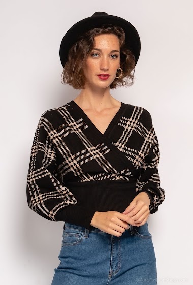 Großhändler J&H Fashion - Wrap checkered jumper