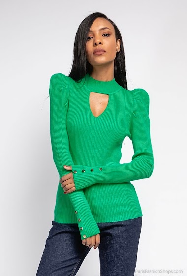 Großhändler J&H Fashion - Open chest neck ribbed knit sweater