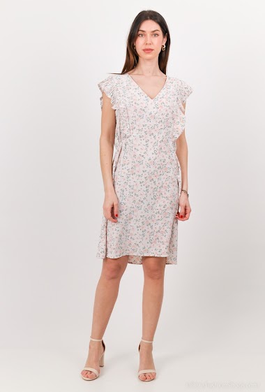 Großhändler J&H Fashion - Kleid mit Blumendruck, V-Ausschnitt, plissierten Rüschen und elastischem Bund