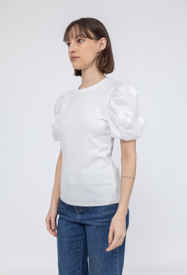 Grossiste J&H Fashion - T-shirt à manche bouffante avec fleurs