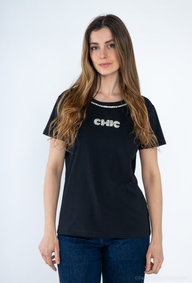 Grossiste J&H Fashion - T-shirt avec strasses CHIC