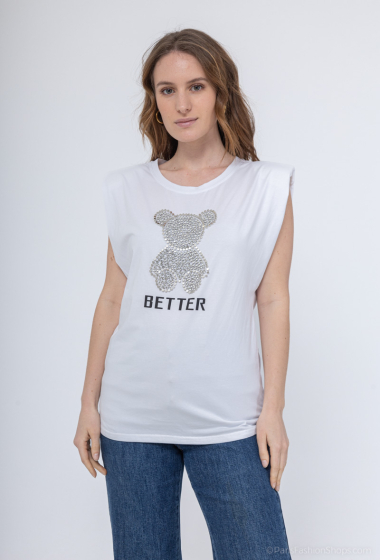 Grossiste J&H Fashion - T-shirt avec strasses ours à épaulette