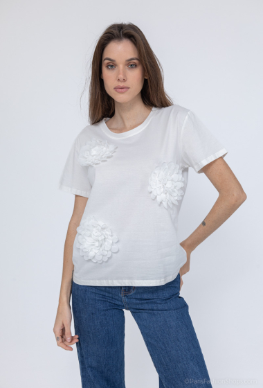 Grossiste J&H Fashion - T-shirt en coton avec 3 fleurs
