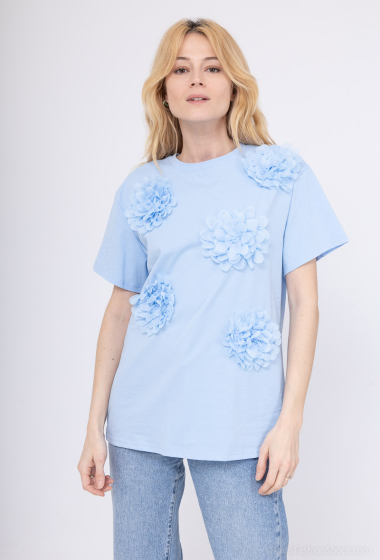 Wholesaler J&H Fashion - Cotton t-shirt with 5 flowers