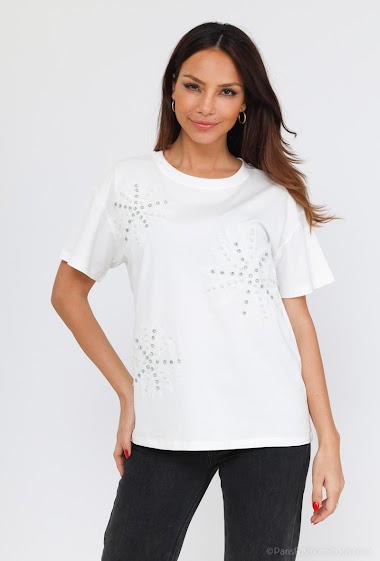 Grossiste J&H Fashion - T-shirt à strasses et perles