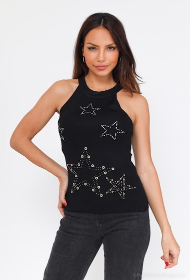 Grossiste J&H Fashion - Top en maille avec strasses en forme d'étoiles