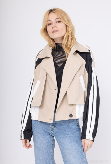 Grossiste J&H Fashion - Trench-veste casual mélange de matière longueur hanche