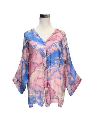 Wholesaler J&L - Flowing marble silk blouse